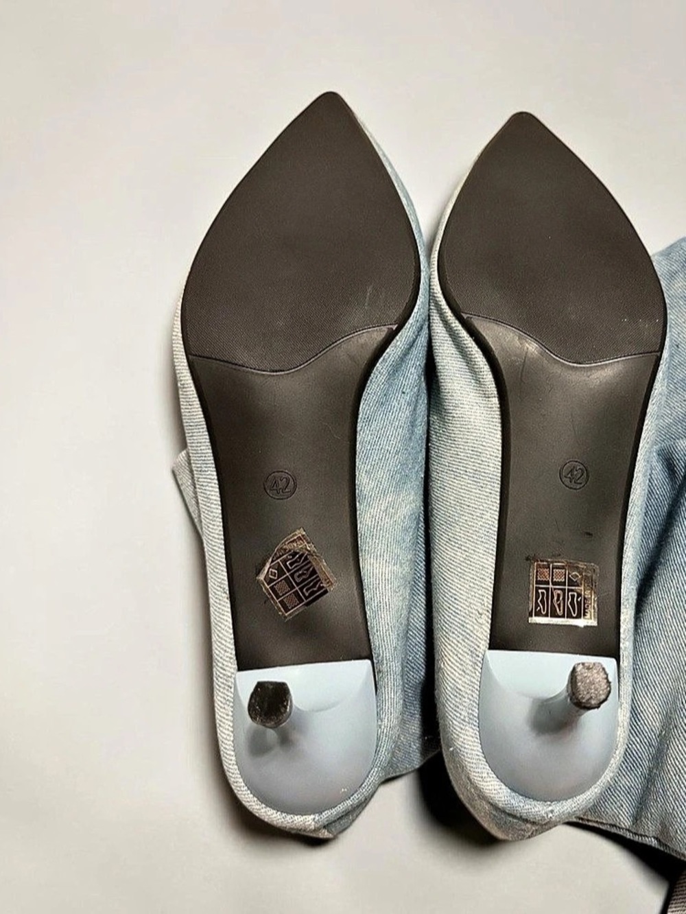 Blue Pointed Toe Heel Boots US 4 - Picture 2 of 3